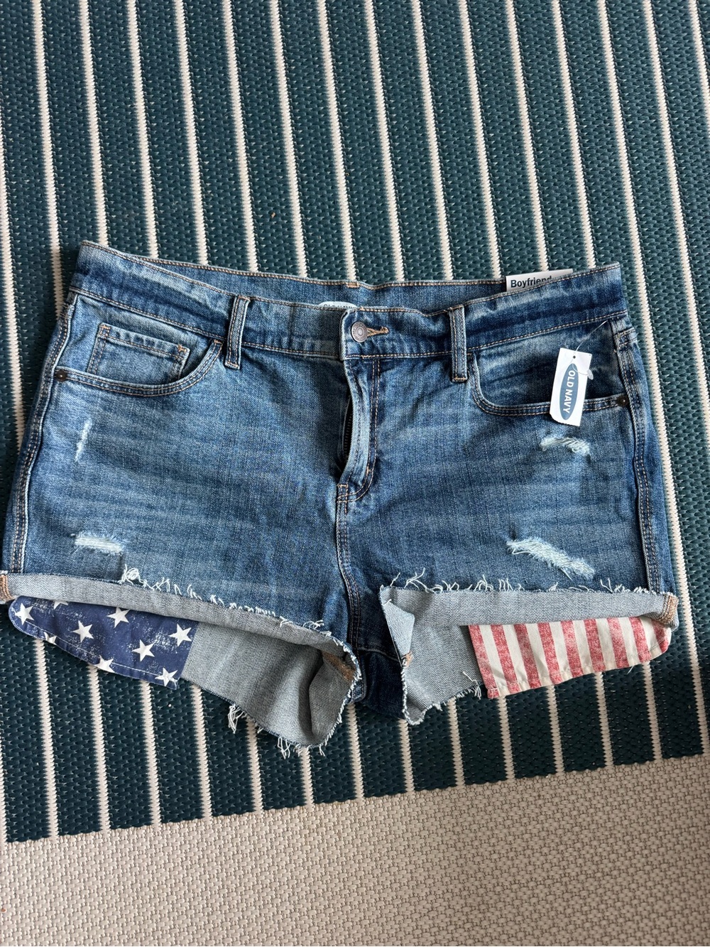 Old Navy Boyfriend Fit Distressed Denim Shorts - 4th of July